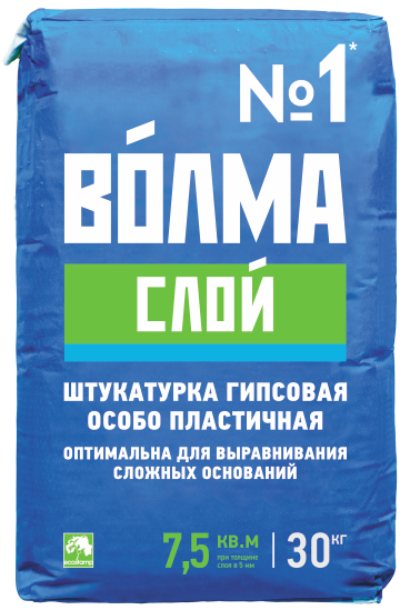 Смесь сухая строительная штукатурная на гипсовом вяжущем "ВОЛМА-Слой", 30 кг белый